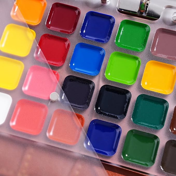 Fuumuui Portable Watercolor Sketchbook Set – Refillable 24-Color Travel Paints Kit & 100% Cotton Cold Press 20 Sheets Art Journal with Dual-Tip Travel Brush for Artists Outdoor Painting - Medium