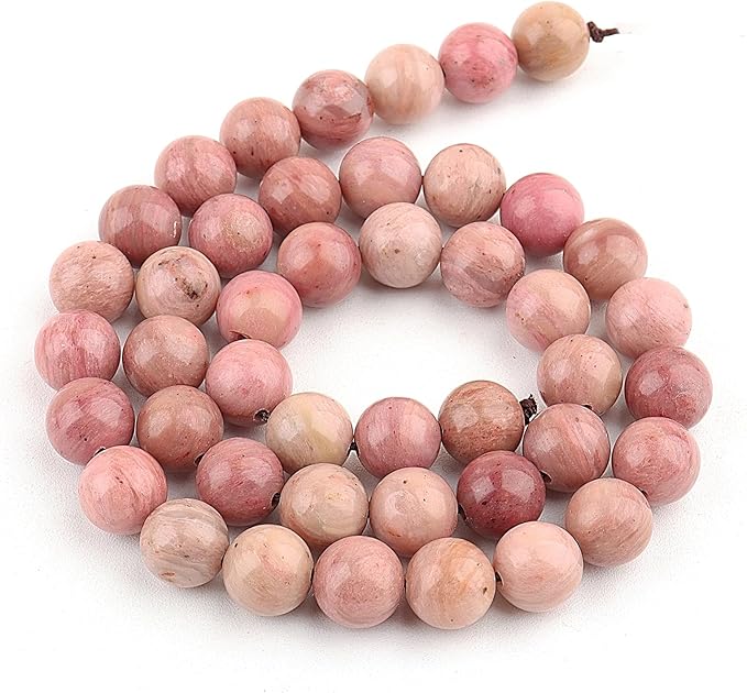 Natural Stone Beads for Jewelry Making - 10mm Gemstone Round Beads for Bracelets(35-37pcs, 10mm, Rhodonite)
