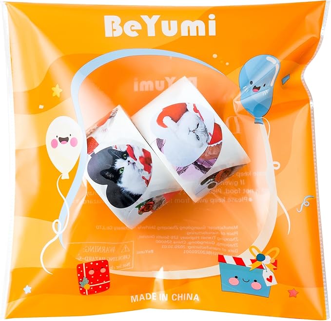 beyumi valentine realistic cat sticker - 1000pcs valentine's day realistic cat stickers in 2 rolls for kids valentine animal heart waterproof decal greeting card envelope scrapbooking party gift decor
