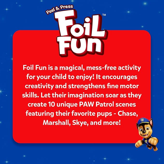 skillmatics foil fun - paw patrol, mess-free art & craft kits for kids, diy creative activity, travel toys, gifts for fans of chase, marshall, skye, girls, boys, ages 4, 5, 6, 7, 8 and up