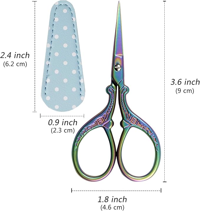Cute 3.6inch Embroidery Scissors Crafting Sewing Threading Needlework Scissors with Leather Scissor Cover for Sewing Handicrafts Tool Craft Art Work and Everyday Use