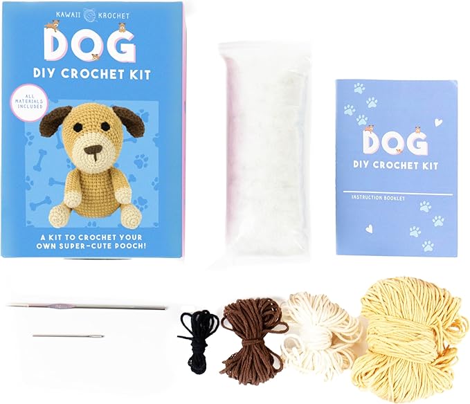 Gift Republic Kawaii Dog Crochet Kit DIY Craft Set for Creating Your Own Cute Puppy Gift for Teens & Adults Crafting Gift Idea Crochet Set