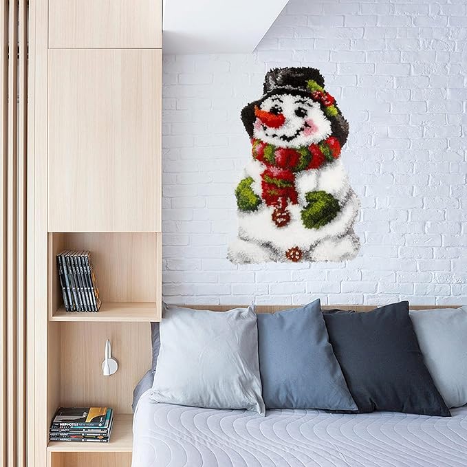 MIAOLLUN Christmas Latch Hook Kits, Snowman Latch Hook Kits Rug with Pattern Printed Crochet Needlework Crafts for Adults Beginner, 20.4X15inch/52X38Cm