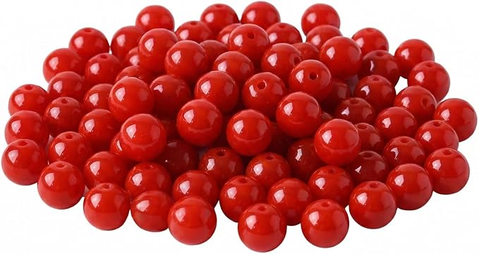Jabrand 200pcs Red Beads, 6mm Porcelain Beads for Jewelry Making Round Ceramic Bead Unique Vintage Bead for Craft Beading Kit Bracelets DIY Decor