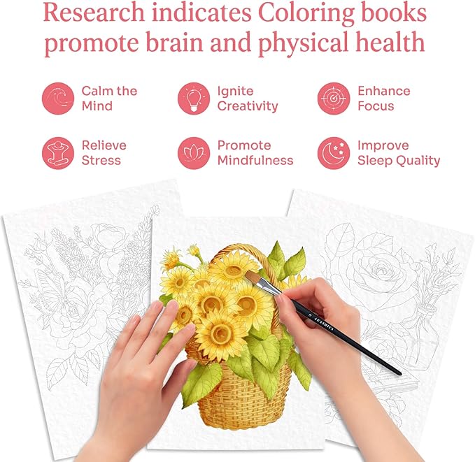 Adults Water Coloring Book: 12 Advanced Exquisite Patterns – 100% Cotton 300gsm Paper, A4 Size – for Beginners & Professionals to Enhance & Consolidate Watercolor Techniques (Plant)
