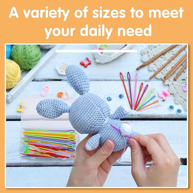 UOOU 67 PCS Plastic Needles, 5 Sizes Yarn Needles, Darning Needles for Yarn, Yarn Needles Large Eye for Crochet, Crochet Needles for Knitting, Weaving and Sewing
