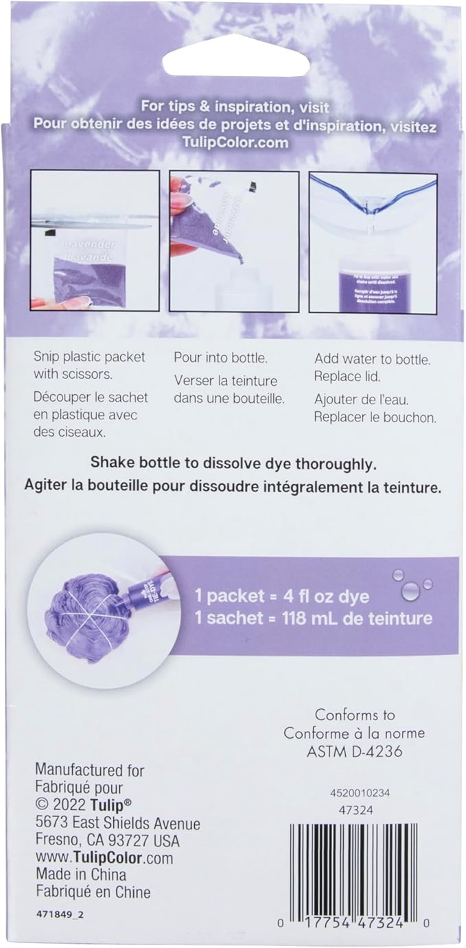 Tulip One-Step Tie-Dye Kit , 3 Fabric Dye Refill Packs, Packs, Lavender