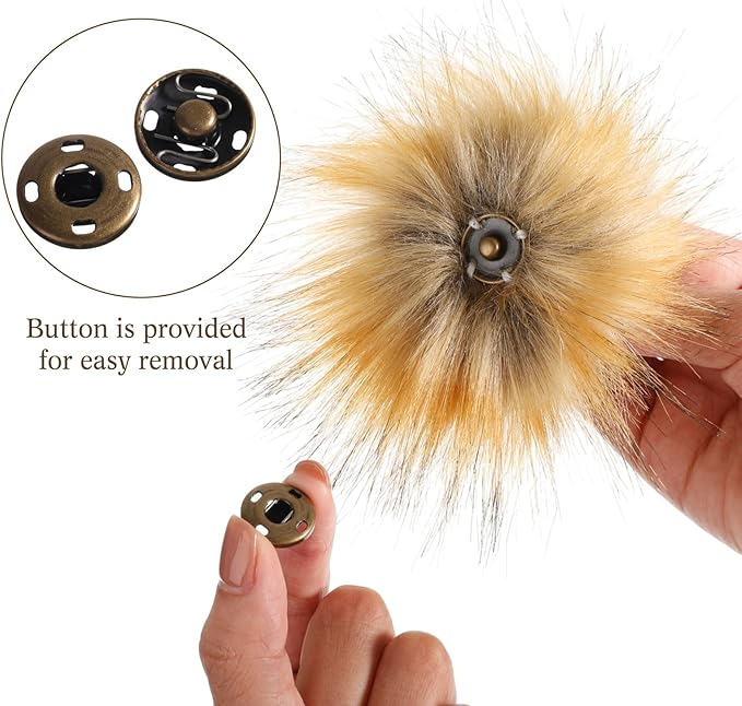 boao 8 pcs faux fur pompoms for hats with removable press button faux fur fluffy pompom balls knit hats clothing accessories for bobble hat knitting shoes scarves bag(1 color)