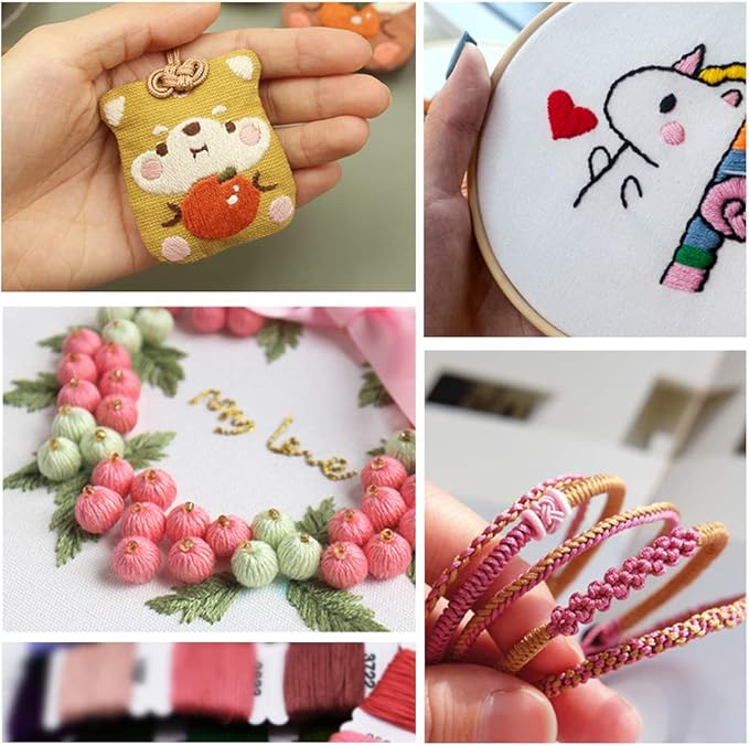Embroidery Floss Cotton Threads Bracelet String with Organizer Storage Cross Stitch Tools Embroidery Kit for Beginners - Cross Stitch/Friendship Bracelets/Tassels/Crafts (50 Colors)