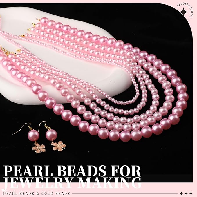 leobro pearl beads for bracelets, pink beads for jewelry making, friendship bracelet kit, crafts & diy jewelry bracelet making kit