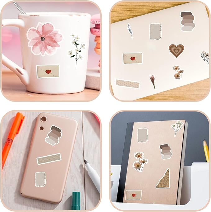 120Pcs Vintage Stickers, Scrapbook Aesthetic Sticker, Scrapbooking Supplies, Daily Planner, Waterproof for Water Bottles, Handbook, Junk Diary Stickers for Teens Adults, DIY Paper Crafts