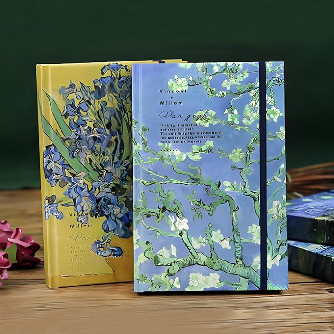 Art Journal, Sketch book, Blank Notebook, 130gsm, Thick Paper Sketchbook, A5, Hardcover Drawing Notebook, Blank Page Journal, Lay Flat, Unlined, Van Gogh Almond Blossom, Cute Sketchbook
