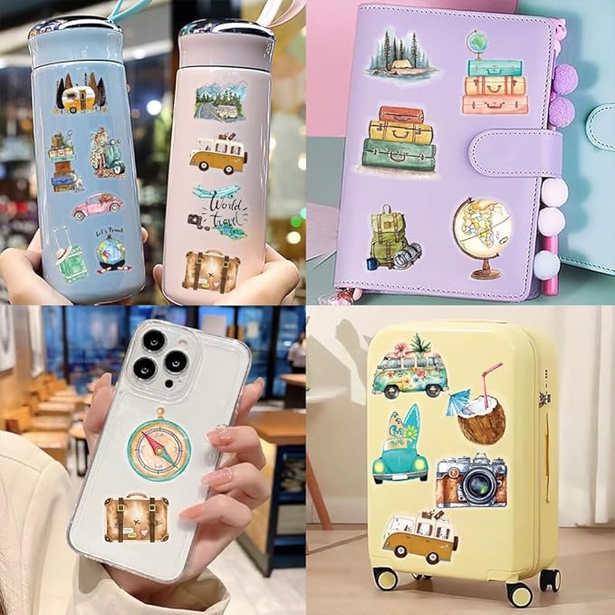 50Pcs Waterproof Vintage Stickers,Scrapbooking Supplies Kit,Aesthetic Decorative Craft Sticker for Planner, Bullet Journaling, Junk Journal, Water Bottles, Laptop, Retro Craft.Car