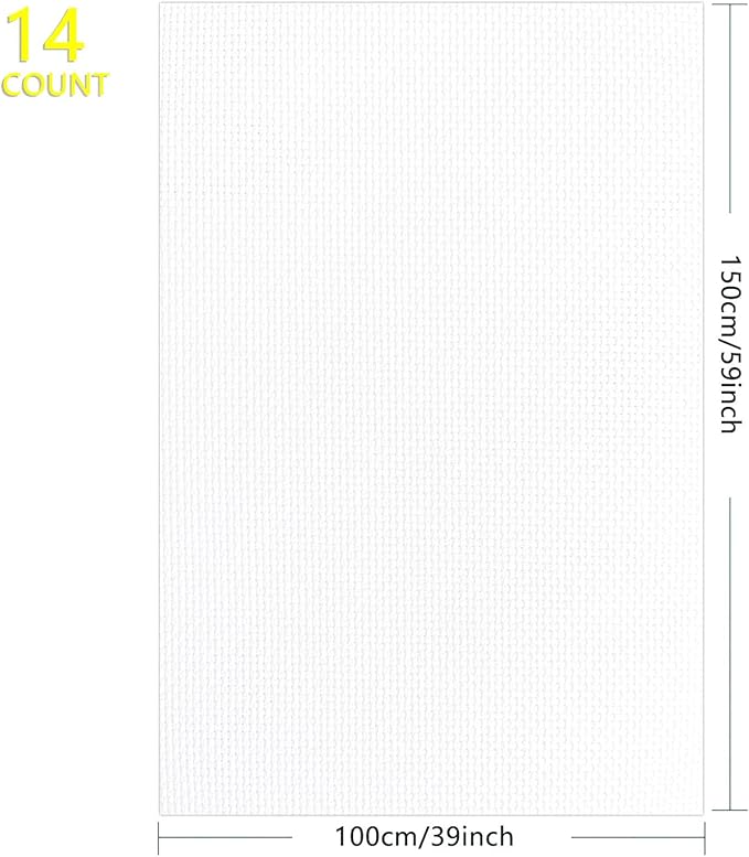 Generic Cross Stitch Aida Cloth, 14 Count, 39 x 59 inches, White