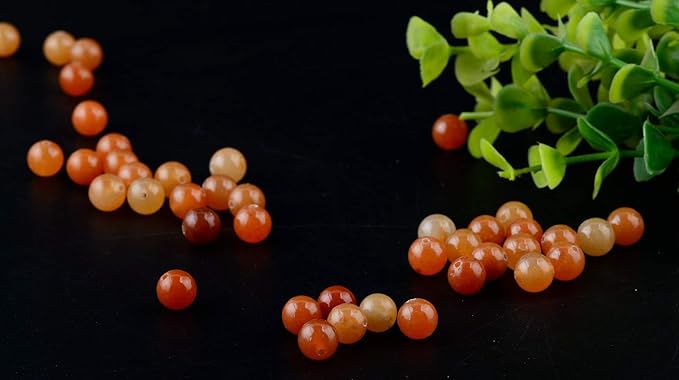 Natural Stone Beads 100pcs Round Genuine Real Stone Beading Loose Gemstones Hole Size 1mm DIY Smooth Bead for Bracelet Necklace Earrings Jewelry Making (Red Aventurine, 8mm)