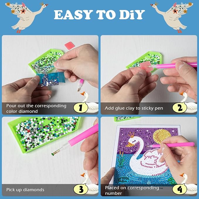 Labeol Diamond Art Kits for Kids Crafts for Girls Ages 6-8-10-12 Easy to DIY Creative Diamond Art Sticker Craft by Numbers Kits for Kids and Adult Beginners (Precious)