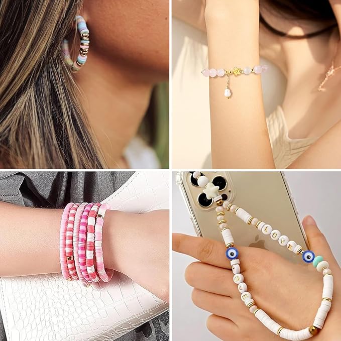6mm Flat Round Spacer Beads, 1560pcs (360flower), Gold, Silver, Black, Flower-shaped, Plastic (Copper Coated), Round, Loose Beads