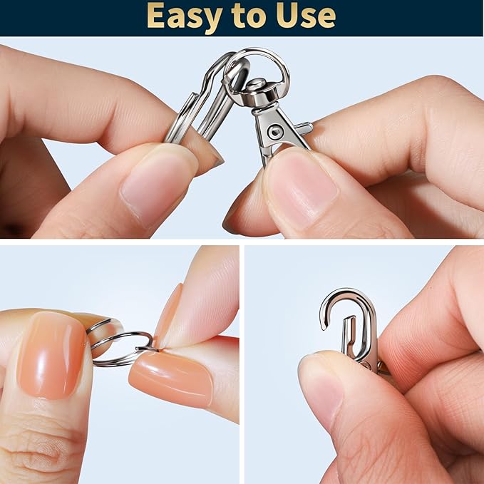 LEOBRO 60 PCS Lobster Claw Clasps and Key Rings, Keychain Clips and Key Chain Rings, Keychain Making Kit, for Key Chains, Jewelry Making, Crafts, Gold & Silver