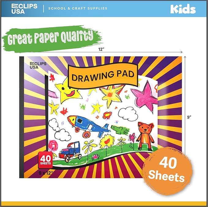 Sketch Book for Kids, Drawing Pad for Kids, Drawing Paper, Sketch Pad for Kid, Kid Sketch Book (9 x 12, 40 Sheets) (48)