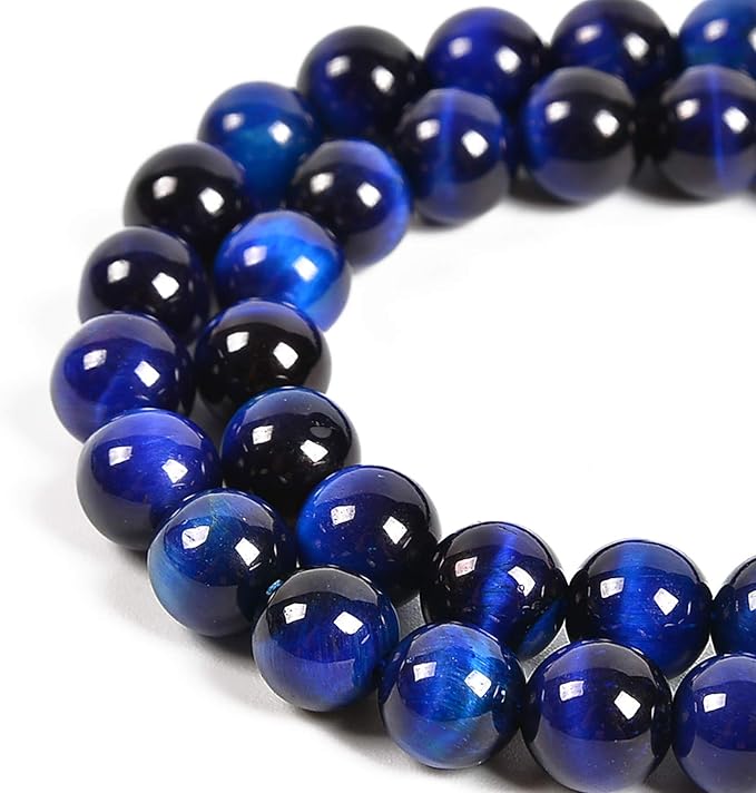 60pcs 6mm Natural Sapphire Tiger's Eye Gemstone Round Spacer Loose Stone Beads for Jewelry Making 15.5" 1 Strand (Sapphire Tiger's Eye, 6mm 60Beads)