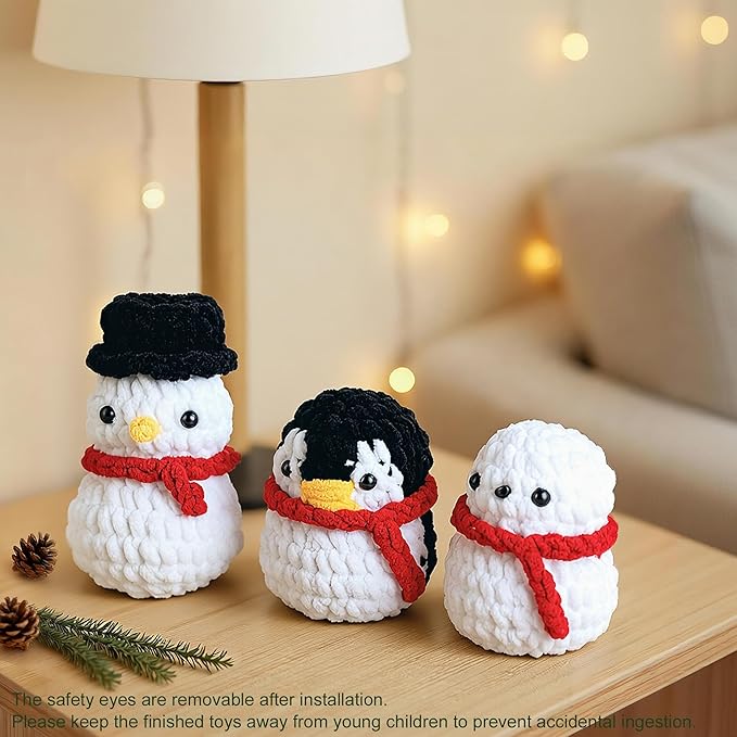 DoodleTwyst Amigurumi Crochet Kit – DIY Crochet Kit with Yarn & Tools – Fun Crochet Kits for Adults (Seal, Penguin, Snowman)