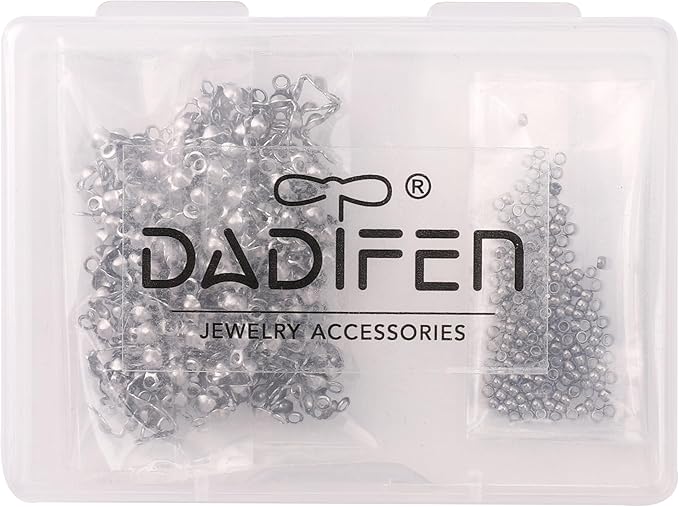 304 Stainless Steel Crimp Beads 1.5mm and End Caps 2.5x5mm Set 200pcs for Jewelry DIY Making and Repairing