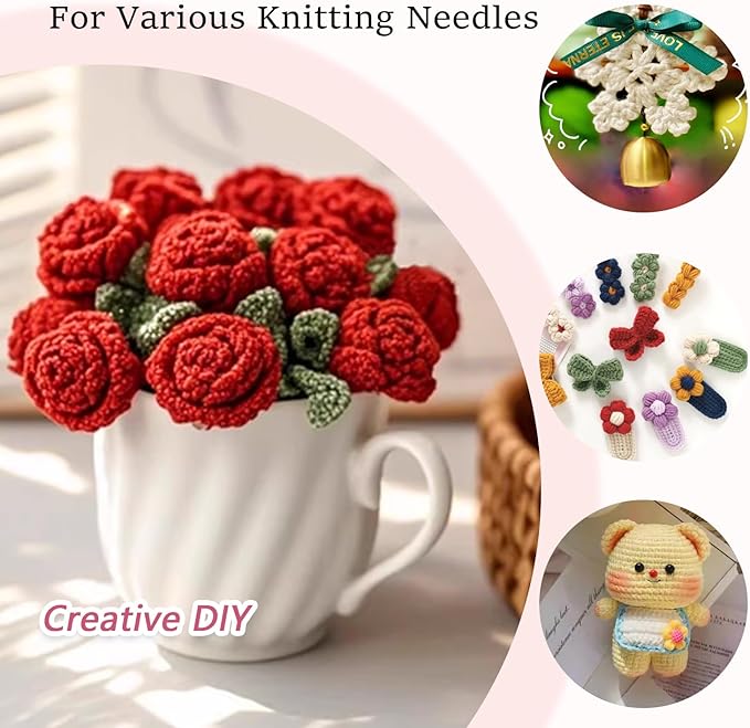 9 Size (2.0mm-6.0mm) Pink Ergonomic Crochet Hooks Set Case Crochet Needles with Soft Comfort-Grip Handles for Beginners Arthritic Seniors Hands