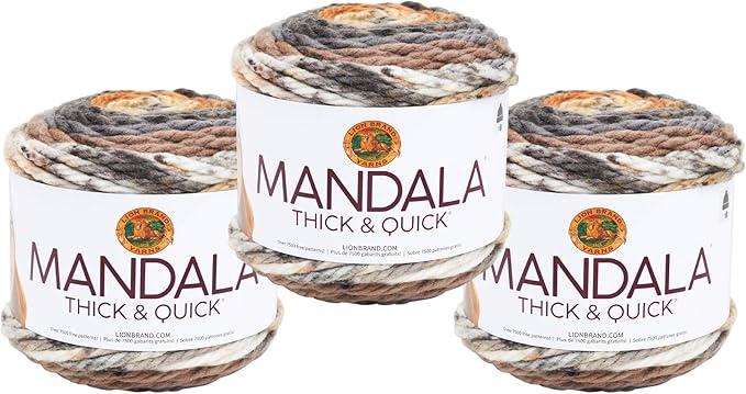 (3 Pack) Lion Brand Yarn Mandala Thick & Quick Bulky Yarn, Stairwell