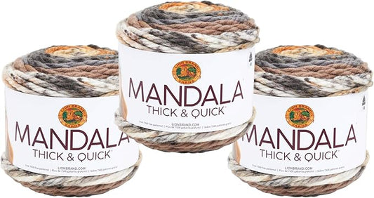(3 Pack) Lion Brand Yarn Mandala Thick & Quick Bulky Yarn, Stairwell