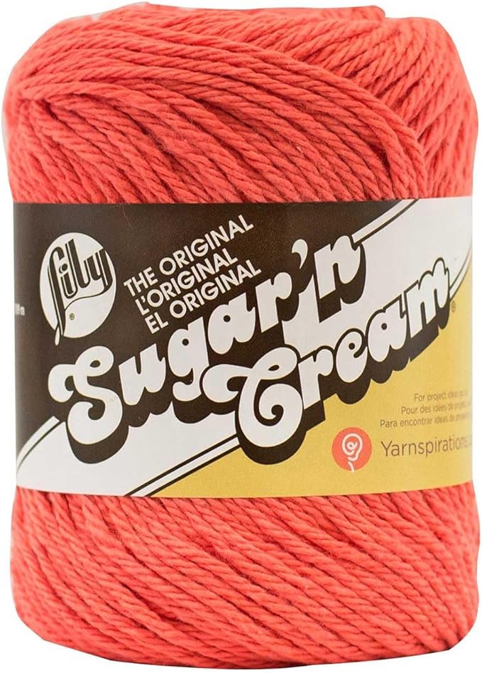 Lily Sugar 'N Cream The Original Solid Yarn, 2.5oz, Medium 4 Gauge, 100% Cotton - Tangerine - Machine Wash & Dry