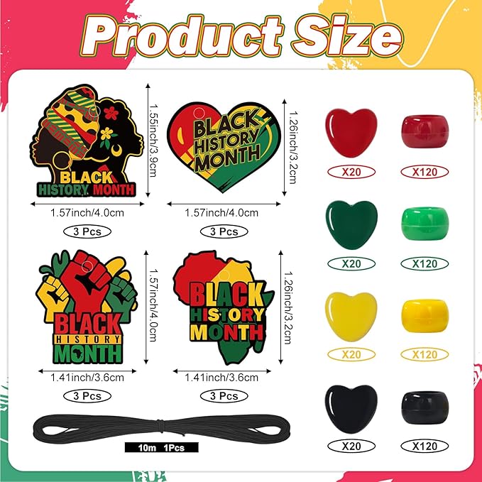 Cinrobiye 24 Sets Black History Month Beads Craft Kits African American Party Favor DIY Creative BHM Decorations for Home School Classroom Fun Rewards Favor Supplies Adults Teens Jewelry