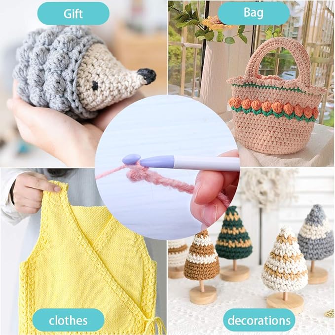 7 Sizes Crochet Hooks Set (7mm-20mm) with 9 Pcs Large-Eye Blunt Needles, Huge Plastic Crochet Hook Crochet, Adjustable Knitting Loop, Extra Large Crochet Hook for Yarn Weaving Craft Tools