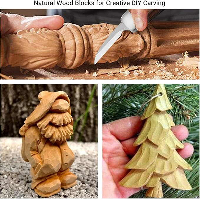 Cor cordium Wood Whittling Kit with Basswood Blocks Sets for Adults and Beginners,Carving Set Includes 3pcs Widdling Knife & 8pcs Blocks & Gloves,Gifts for Christmas,Fathers Day,Mothers Day
