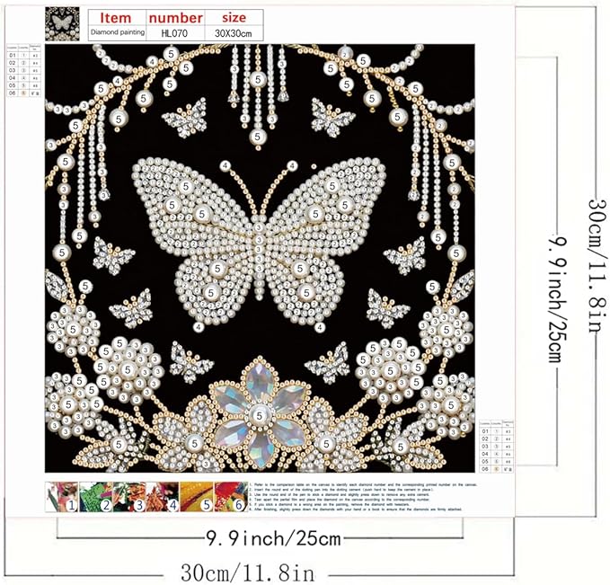 GEMFAMILY Special Shaped Diamond Art Painting Kits for Adults, Butterfly 5D Diamond Painting Kits for Adults Beginner,DIY Pearl Diamond Dots Gem Art Craft for Home Decor 11.8 x 11.8 inch