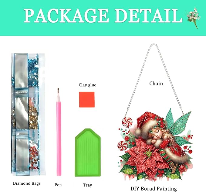 Auremi Elf Diamond Art Pendant Kits,5D Christmas Diamond Art Diamond Painting Hanging Kits,DIY Special Shaped Elf Diamonds Painting Suncatcher Pendant Kit for Adults for Gift Wall Home Decor