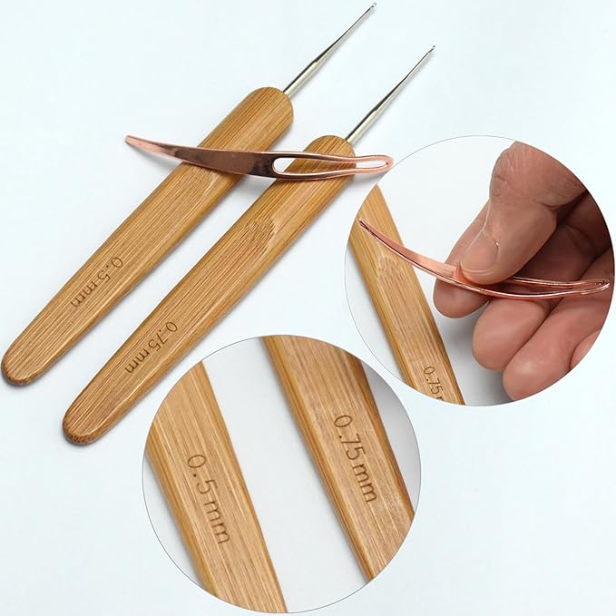 Jozlynn 3 pcs Dreadlock Crochet Hook Tools, 2 pcs Crochet Needles Dreadlock Crochet and 1pcs Hair Locking Braid Hair Dreadlocks Needle Wearing Crochet for Braid Craft