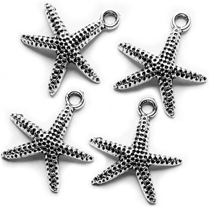 Heather's cf Silver Sea Charms – Antique Pendants, Non-Tarnish, Lead-Free & Nickel-Free, Bulk Ocean Animal Charms for DIY Jewelry, Bracelets, Necklaces, Earrings, Beach Craft Supplies (Sea Animals)