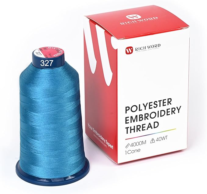 Poolin Embroidery Machine Thread Richword Selected Blue 4000M 40WT Polyester Embroidery Thread – Smooth, Strong Single Spool for Home & Commercial Machines 0327