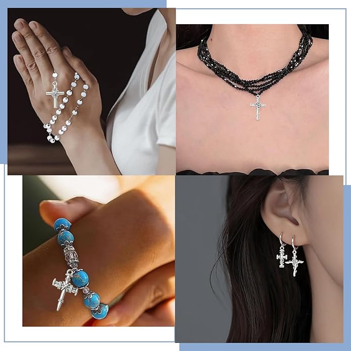 Antique Silver Cross Drink Insect Animal Theme Charms for DIY Jewelry Bracelet Necklace Earring Keychain Decor
