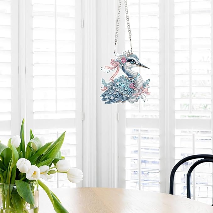 AiYuanzsh Blue Kingfisher Diamond Painting Hanging Ornament Kit, Bird DIY Crystal Gem Diamond Art Pendant, Handmade Rhinestone Suncatcher for Home, Window, Car, Christmas Tree, and Gift Decoration
