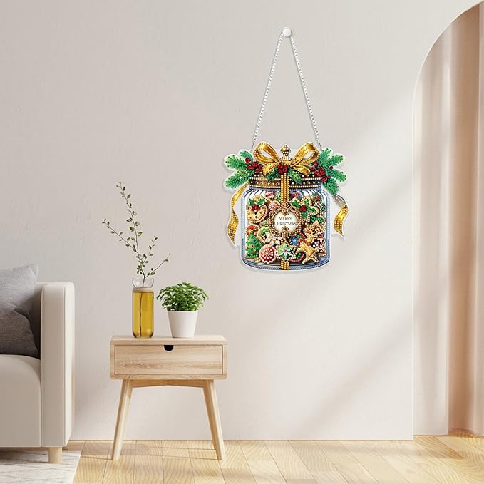 GHHKUD Hanging Diamond Art Christmas Pendants Kits, DIY Hanging Decoration Double Sided Bottle Gifts Diamond Pinting Ornaments for Adults Kids Gifts for Home Decor