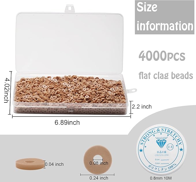 4000 Pcs Clay Beads for Bracelets Making, Polymer Spacer Flat DIY for Jewelry Necklace Earring Making Kit, Preppy Aesthetic Heishi Heshie Thin Disk Beads Assortments Set 4 6 8MM (KK-4-05, 6MM)