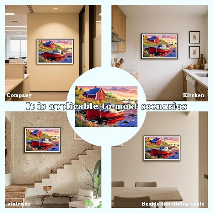 DOTZSO Landscape Diamond Painting Kits for Adults, Easy DIY 5D Round Full Drill Diamond Art kit Diamond Dot Crystal Gem Art and Craft for Beginners Home Wall Decor 12x16 Inches