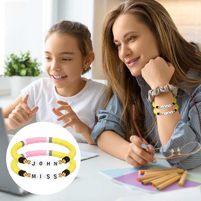 Teacher Appreciation Gift DIY Bracelet Making Kit Teacher Gifts Boho Style Bracelet Beaded Bulk Stretch Jewelry for Thank You Women Friend Party Birthday