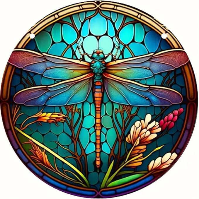 EIBEILI Dragonfly Diamond Art Painting Kits for Adults - Full Drill Diamond Paintings for Beginners, Round 5D Paint with Diamonds Pictures Gem Art Painting Kits DIY Adult Crafts Kits 12x12inch