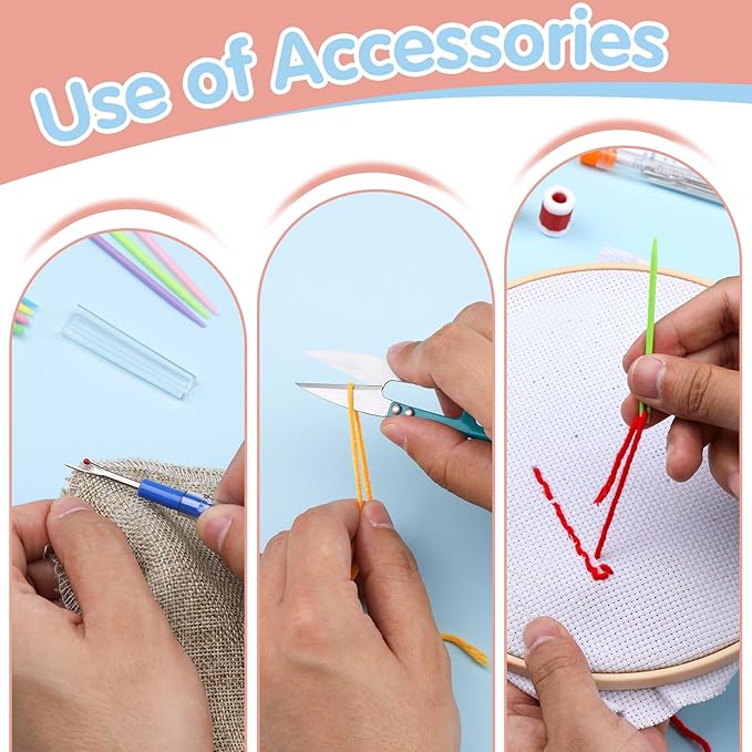 JUPEAN Knitting Kit Knitting Accessories Kit Knit Supplies Kits with Knitting Stitch Holders Stitch Markers Plastic Sewing Needles Seam Ripper Cable Needles for Weaving Sewing