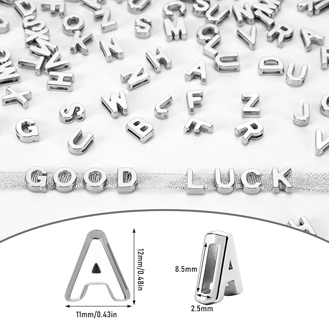 Augshy 700Pcs Large Letter Beads Silver Plastic A-Z Mixed Alphabet Shape Beads for Jewelry Making Bracelets Necklaces Key Chains Shoelaces Crafts Party Decor(9x12mm)