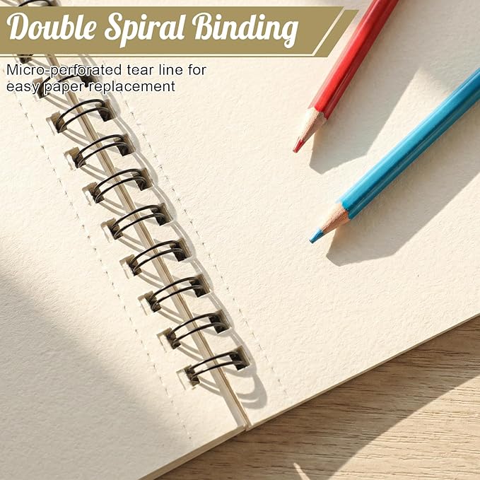 2 Pack Sketch Book with 36 Color Pencil Set, Spiral Sketchbook for Drawing (68lb/100gsm), Acid-Free Sketch Pad for Artist(9×12 inch), Art Paper Drawing Supplies for Gifts (City Style)