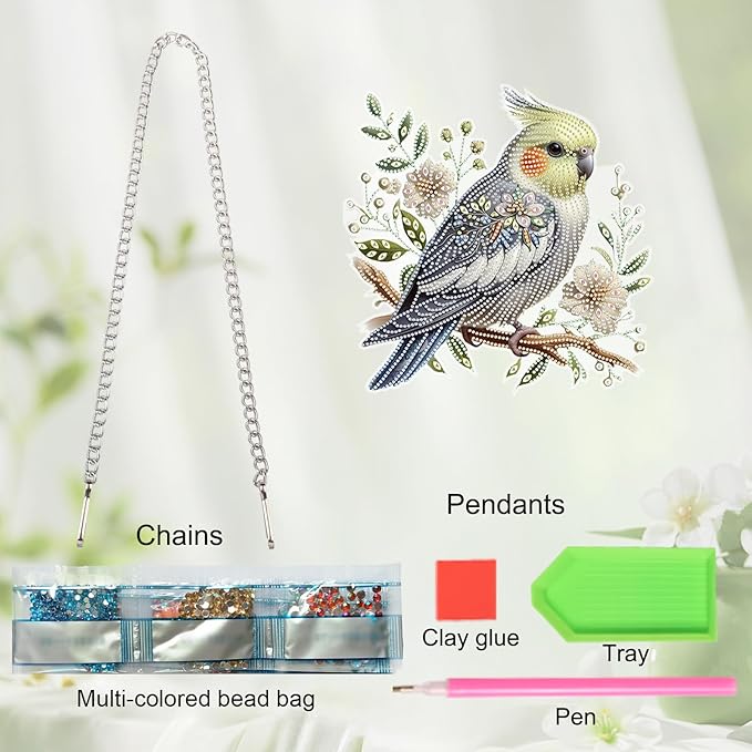 JZHYOAN DIY Bird Diamond Art Hanging Kit Diamond Painting Decorative Sign Hanging Diamonds Craft Pendant Wind Chimes with Diamonds Art Window Pendants Acrylic pendant Crystal Arts pendant Craft Decora