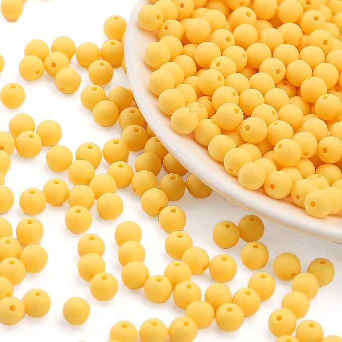 bonny boxx 1000pcs 6mm matte yolk yellow acrylic round beads, frosted plastic resin bubblegum balls chunky gumball beads for necklace and bracelet making, crafting supplies